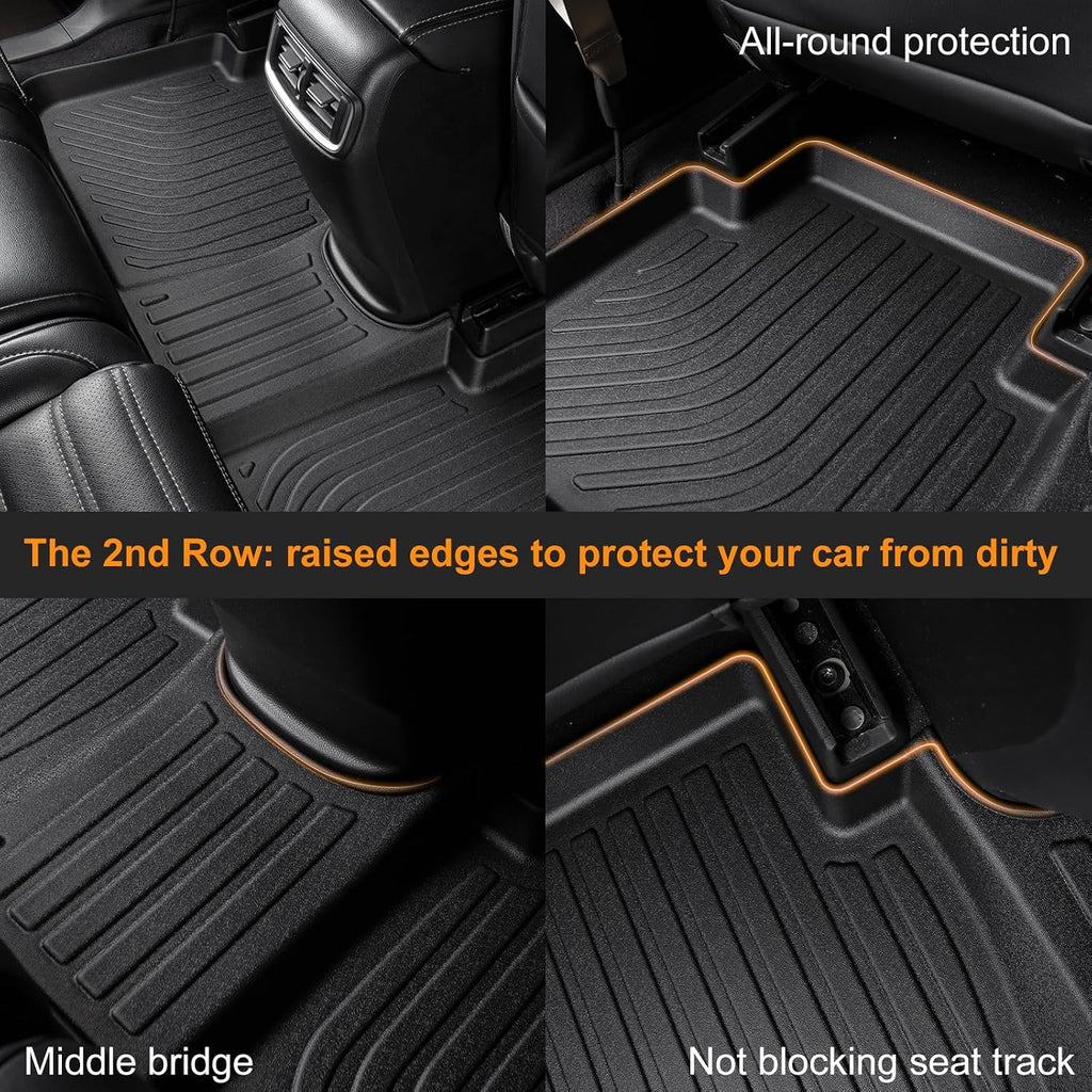 Binmotor-Floor Mats & Cargo Liner for 2022-2026 Jeep Wagoneer 8 Passenger | NOT for Wagoneer L/S/7-Seater丨Durable All Weather Car Floor Mats Wagoneer Accessories Floor Liners Cargo Trunk Mat