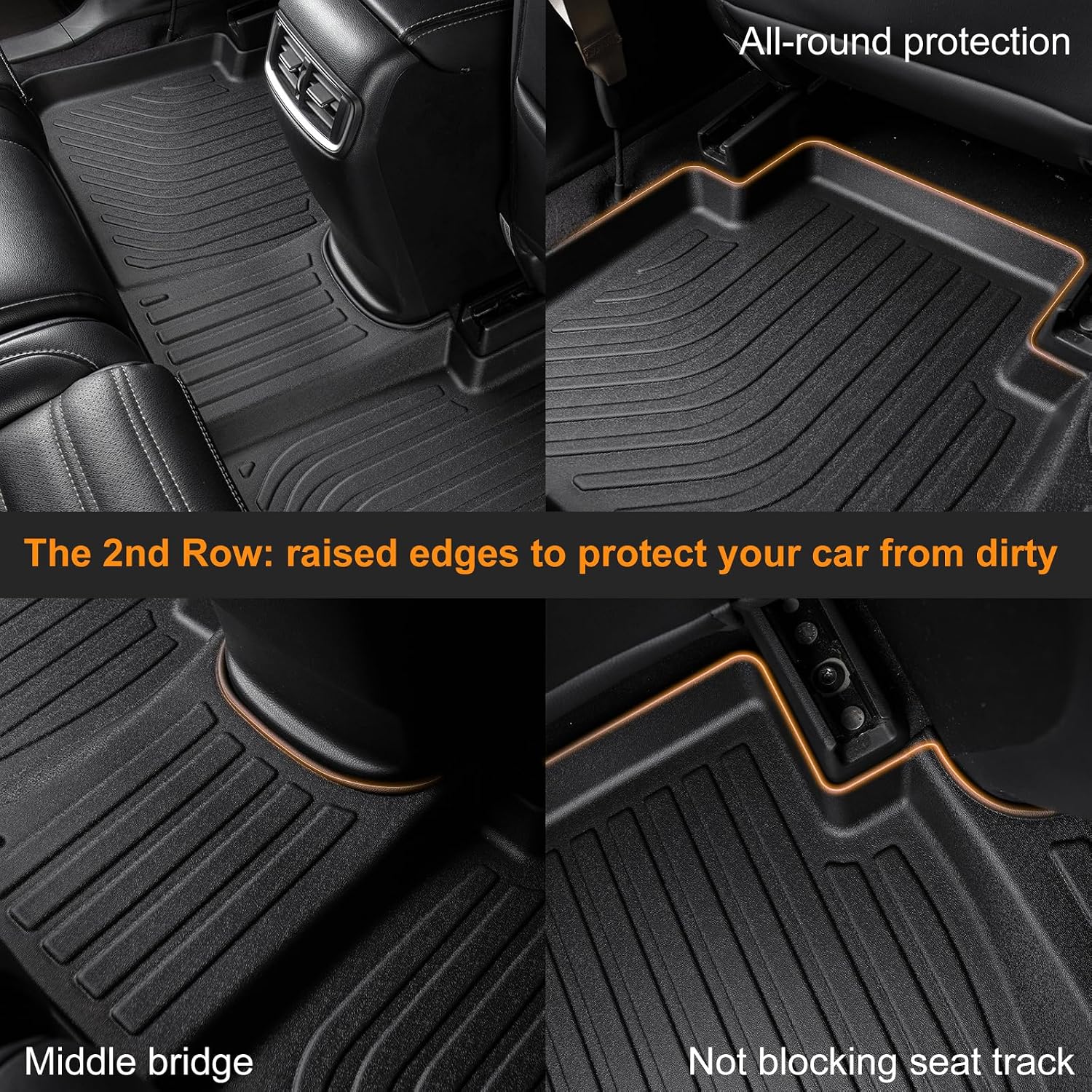 Binmotor-Floor Mats & Cargo Liner for 2022-2026 Jeep Wagoneer 8 Passenger | NOT for Wagoneer L/S/7-Seater丨Durable All Weather Car Floor Mats Wagoneer Accessories Floor Liners Cargo Trunk Mat