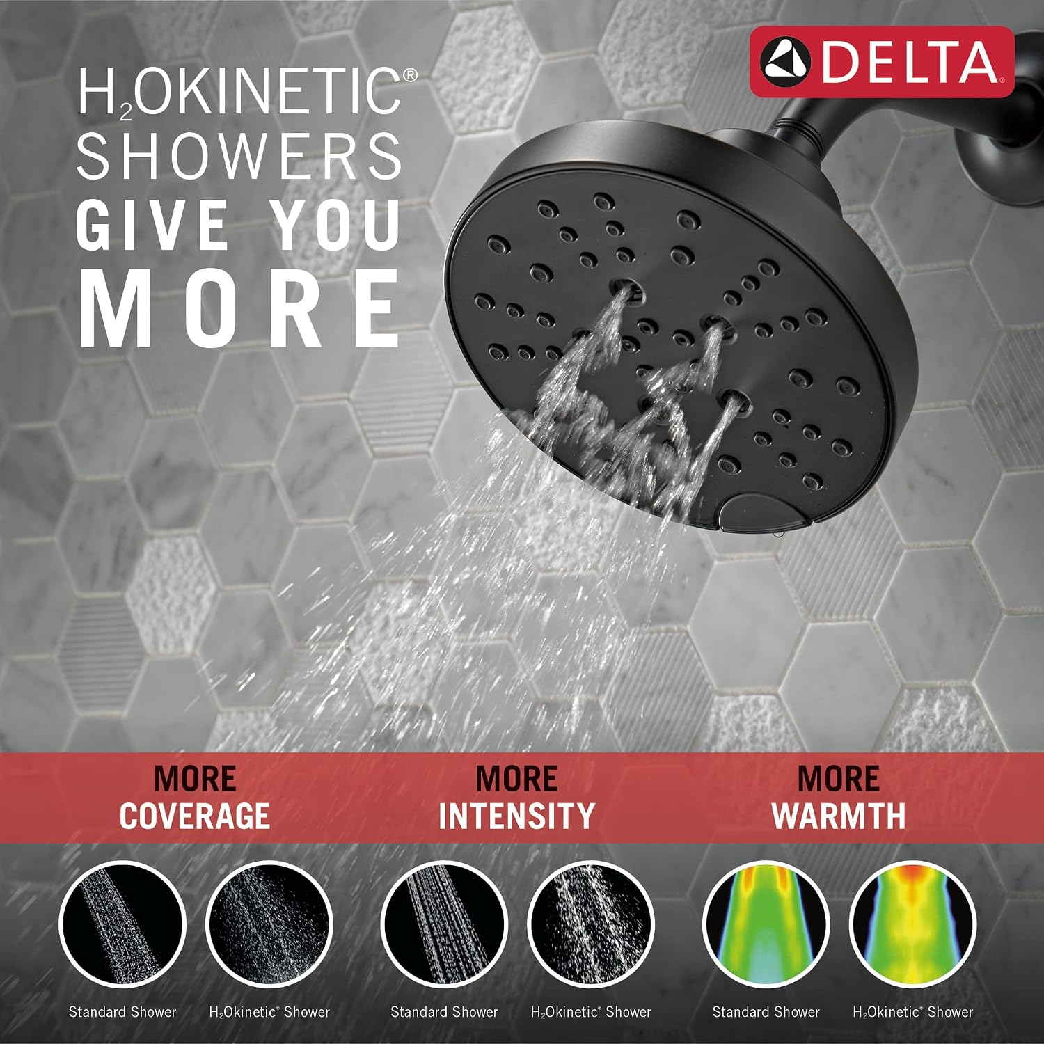 Delta Tetra 14 Series Shower Faucet Set, Matte Black Shower Head and Handle Set, Valve Trim Kit, Matte Black T14289-BL (Valve Not Included)