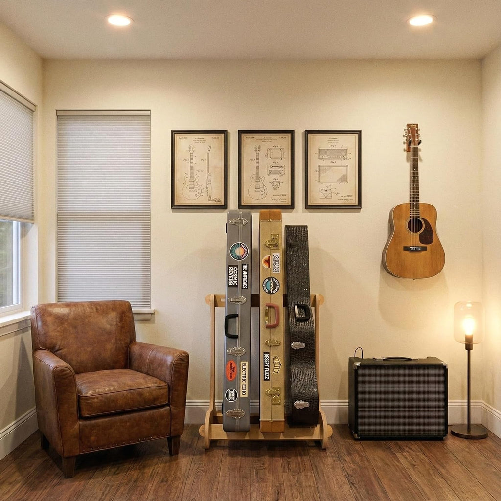 A&S Crafted Products Guitar Case Rack for 3 Acoustics or Electrics | The VersaRack | Solid Wood Stand | Made in U.S.A.