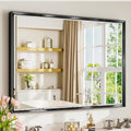 40 x 30 Black Framed Mirror for Bathroom, Beveled Black Bathroom Vanity Mirror Anti-Rust, Shatterproof Matte Black Rectangle Metal Frame Mirror, Vertical/Horizontal Large Wall-Mounted Mirrors