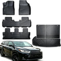 Floor Mats & Cargo Liners & Backrest Mat for 2014-2019 Toyota Highlander 7&8 Seats TPE All Weather Protection Car Floor Mats with Trunk Mat Covering The Backrest