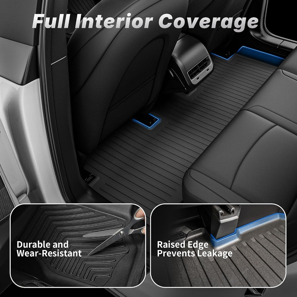 OEDRO Floor Mats for 2025 2026 Tesla New Model Y Juniper, All Weather TPE Car Floor Liners with Front Rear Cargo Liner and Seatback Cover Protector Accessories, 1st and 2nd Row with Backrest Mats