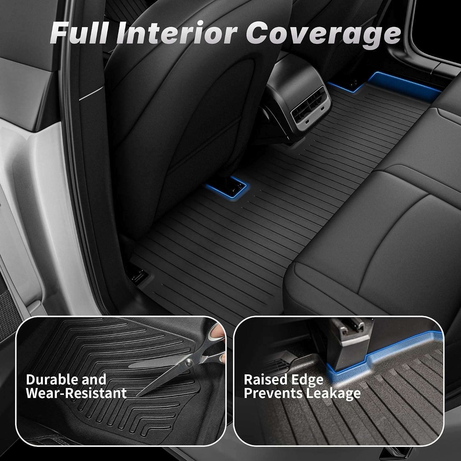 OEDRO Floor Mats for 2025 2026 Tesla New Model Y Juniper, All Weather TPE Car Floor Liners with Front Rear Cargo Liner and Seatback Cover Protector Accessories, 1st and 2nd Row with Backrest Mats