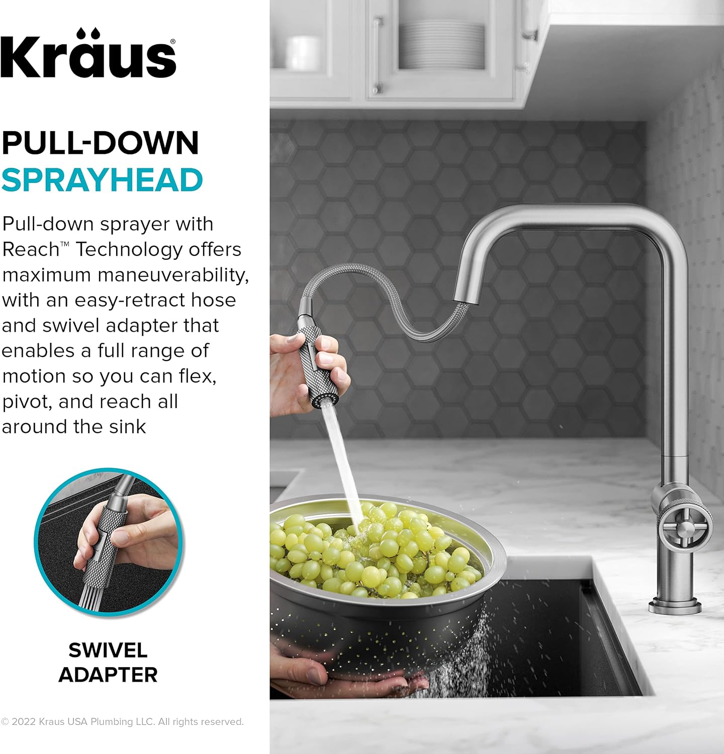 KRAUS Urbix Industrial Pull-Down Single Handle Kitchen Faucet in Matte Black, KPF-3126MB