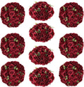 Red Roses Flowers Balls for Centerpieces: 10 PCS 11.8' Diam Flower Centerpieces for Tables in Wedding Reception Decorations Arrangement for Party Celebration Planners