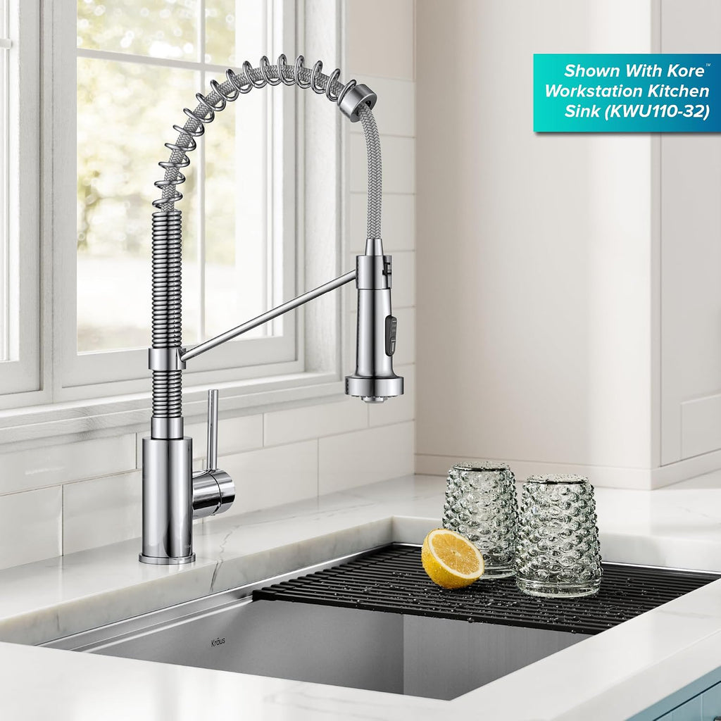 KRAUS Bolden Commercial Style 2-Function Single Handle Pull Down Kitchen Faucet in Chrome, KPF-1610CH (Pack of 1)