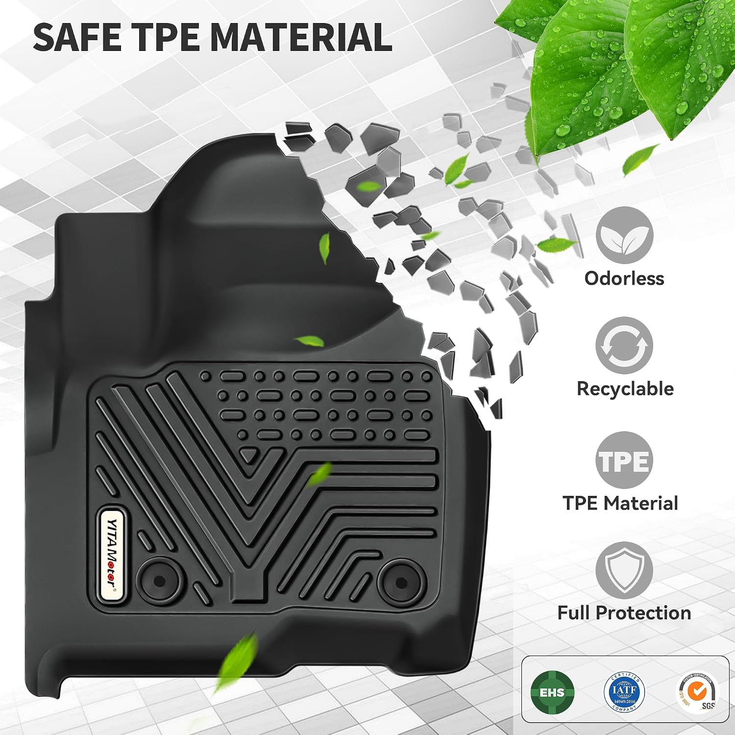 YITAMOTOR Floor Mats Fit for 2019-2024 BMW X3 G01 30i M40i X3M, TPE All Weather Custom Floor Liners, Waterproof Anti-Slip Car Mats, Only for car Without Spare tire (Not for X3 30e)
