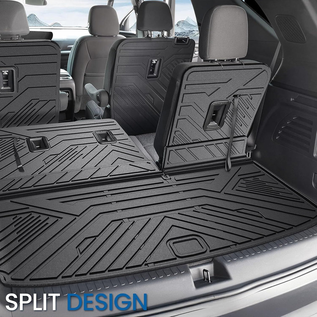 Floor Mats Set for 2024-2026 Chevy Traverse & GMC Acadia & 2025-2026 Buick Enclave, with 2nd Row Kick Mats, Only for 7 Seats Captain Chairs, All Weather TPE Cargo Liner Door Sill Accessories