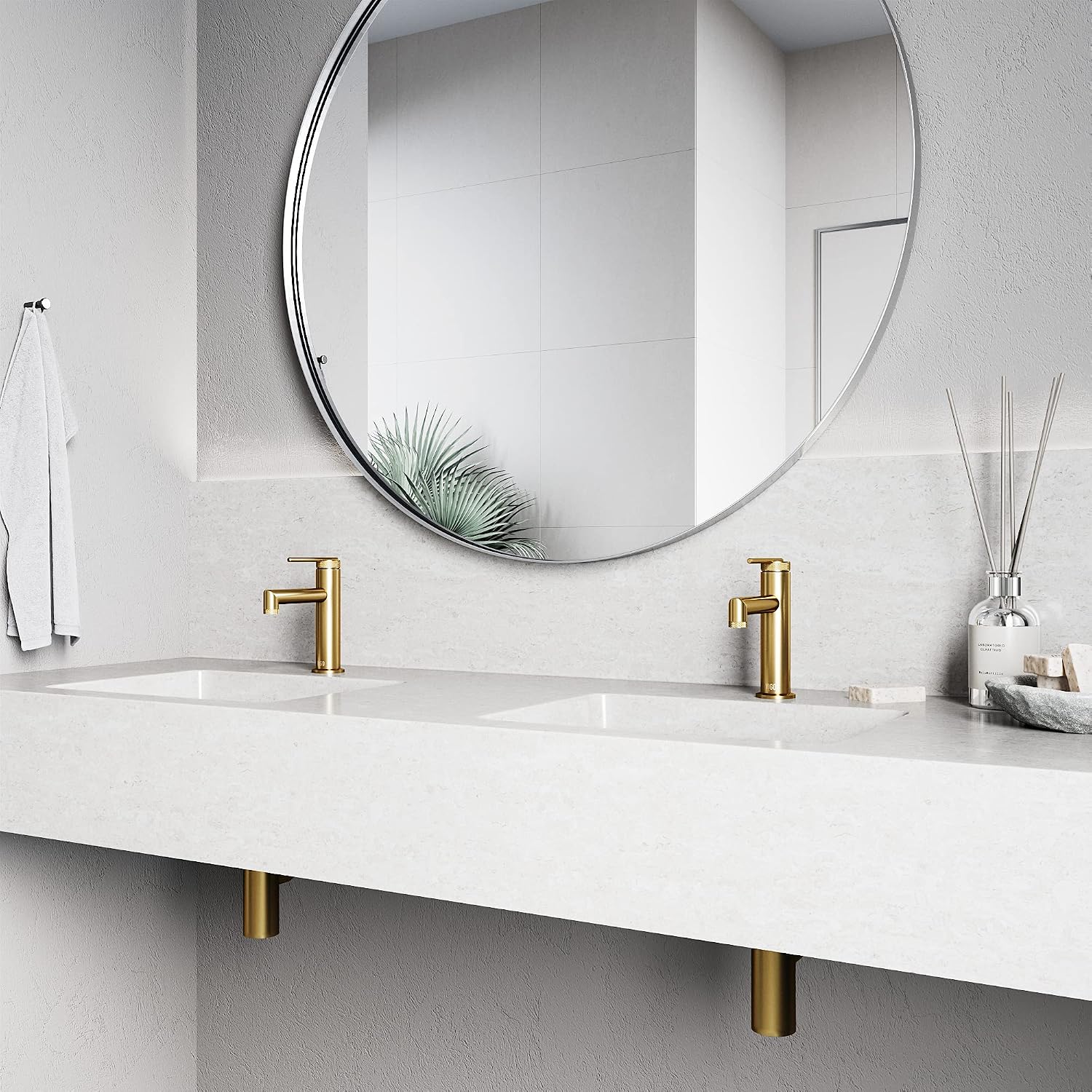 VIGO Sterling Single-Handle Single-Hole Mount Bathroom Sink Faucet, 7-Inch, Matte Brushed Gold, Modern Design, Solid Brass, 1.2 GPM WaterSense & Ceramic Disc Valve, Corrosion-Resistant