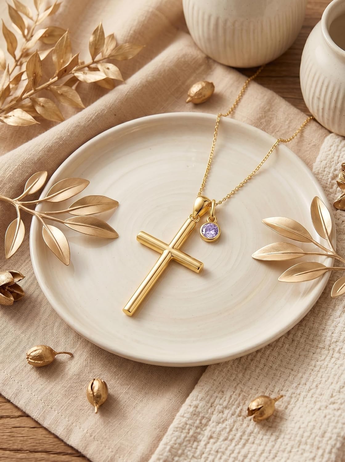 18K Gold Cross Pendant for Women Gold Cross Necklace 18K Gold Jewelry Religious Gift