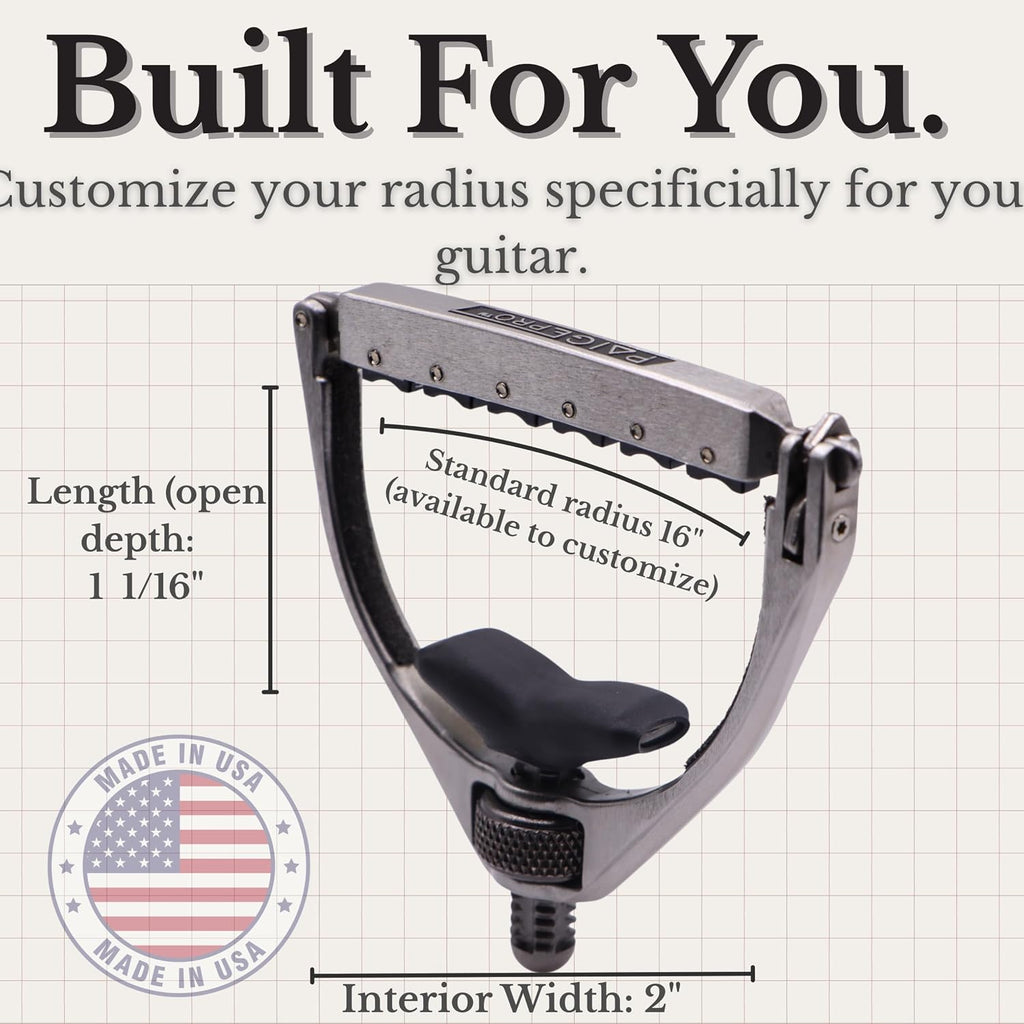 Paige Pro Capo for 6-String Acoustic Guitar – Individual String Tension, USA Made - Enhanced Tone Innovation - Stainless Steel