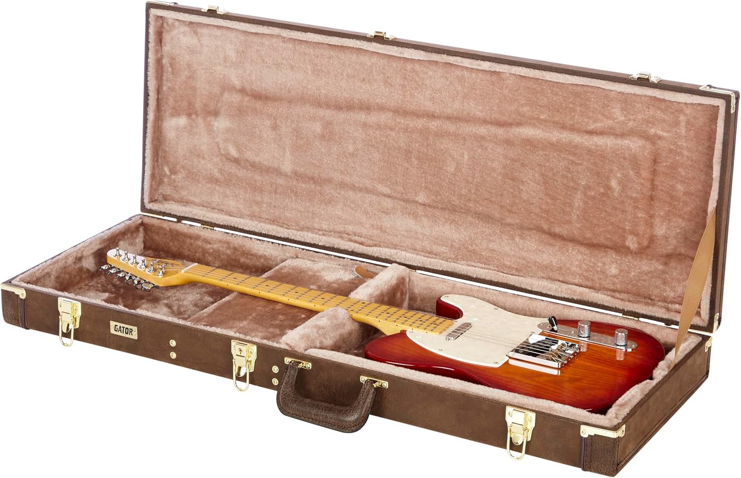 Gator Cases Deluxe Wood Case for Electric Guitars, Vintage Brown Exterior (GW-ELEC-VIN)