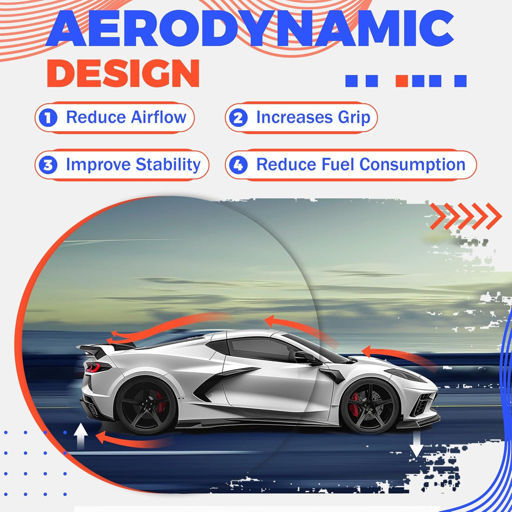 HECASA Rear Trunk Spoiler Compatible with 2020 2021 2022 2023 2024 Corvette C8 Stingray Z51 Rear High Wing Spoiler, Glossy Black