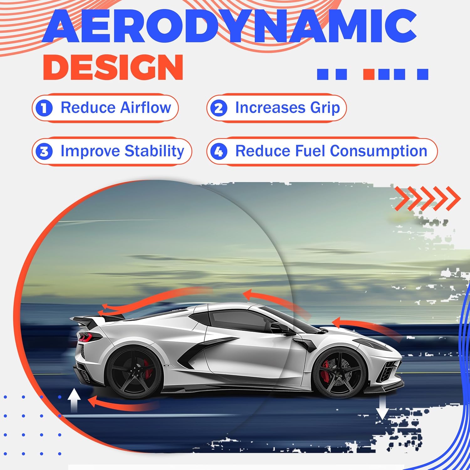 HECASA Rear Trunk Spoiler Compatible with 2020 2021 2022 2023 2024 Corvette C8 Stingray Z51 Rear High Wing Spoiler, Glossy Black