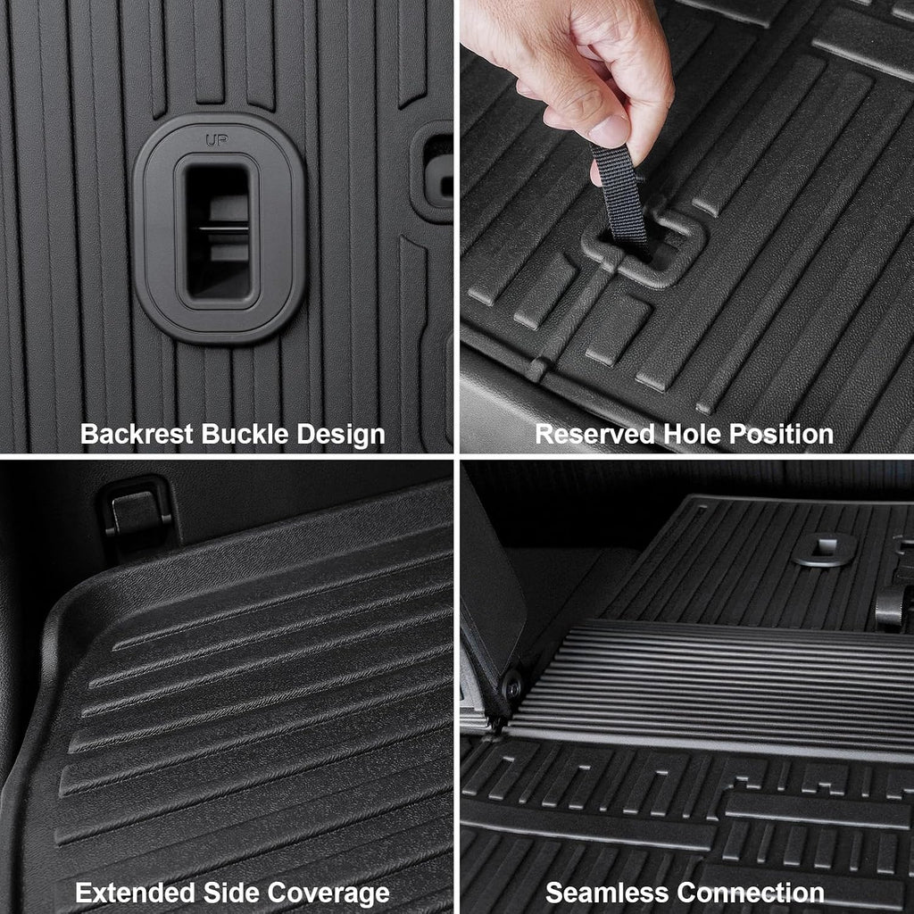 Floor Mats for Hyundai Santa Fe 2024-2026, All Weather Floor Mats Trunk Cargo Liner with Backrest Protectors Accessories, Full Coverage Set (Fit 6/7 Seats)