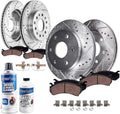 Detroit Axle - Brake Kit for Toyota Tundra Sequoia Lexus LX600 Drilled and Slotted Disc Brake Rotors Ceramic Brakes Pads Replacement : 13.94' inch Front and 13.19' inch Rear Rotors