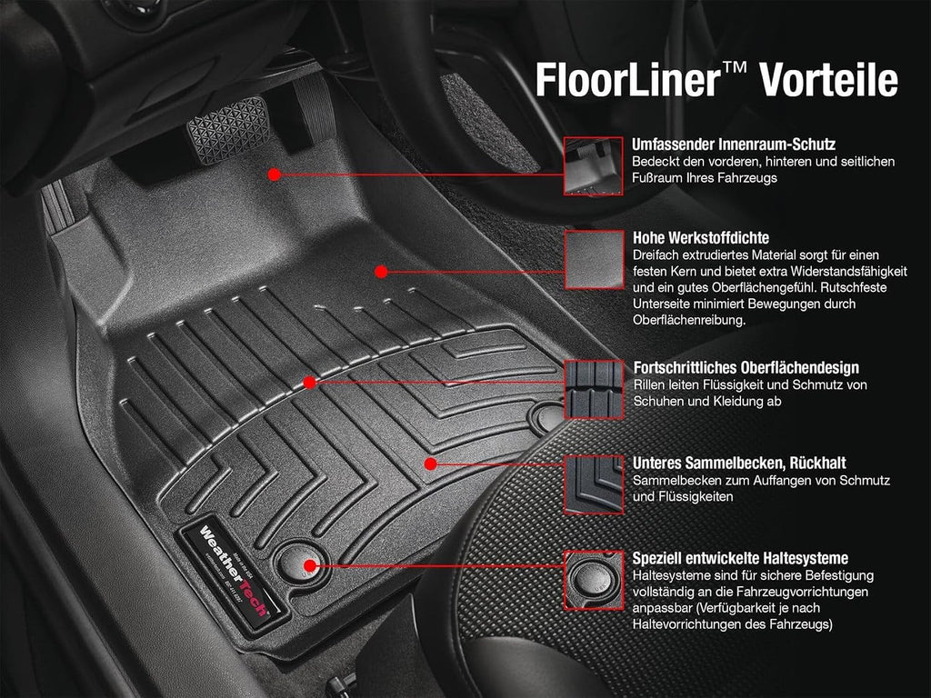 WeatherTech Custom Fit FloorLiners for Jeep Commander, Grand Cherokee, 1st & 2nd Row (44013-1-2), Black