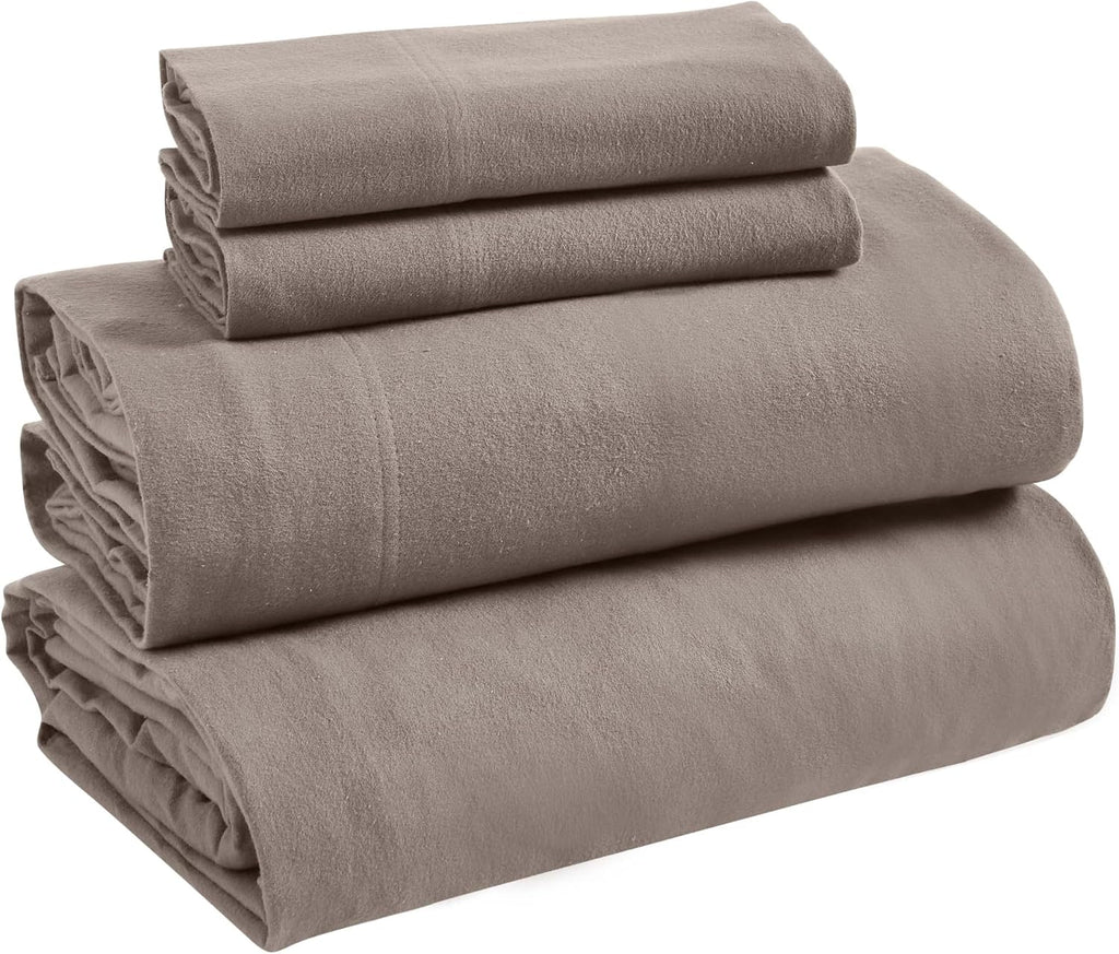 Superior Rome Flannel Cotton Sheet Set, Ultra-Soft Fuzzy Sheets, Modern, Farmhouse Bedding, Basics, Includes; Flat Sheet, Elastic Deep Pocket Fitted Sheet, Pillowcase, Twin, Solid Grey