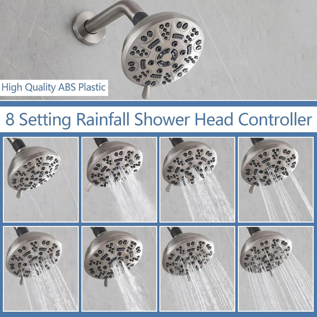 3 Handles Shower Faucet Set with Tub Spout Bathtub Shower Faucets Combo Set Shower System Complete Tub and Shower Trim Kit Shower Fixtures Brushed Nickel