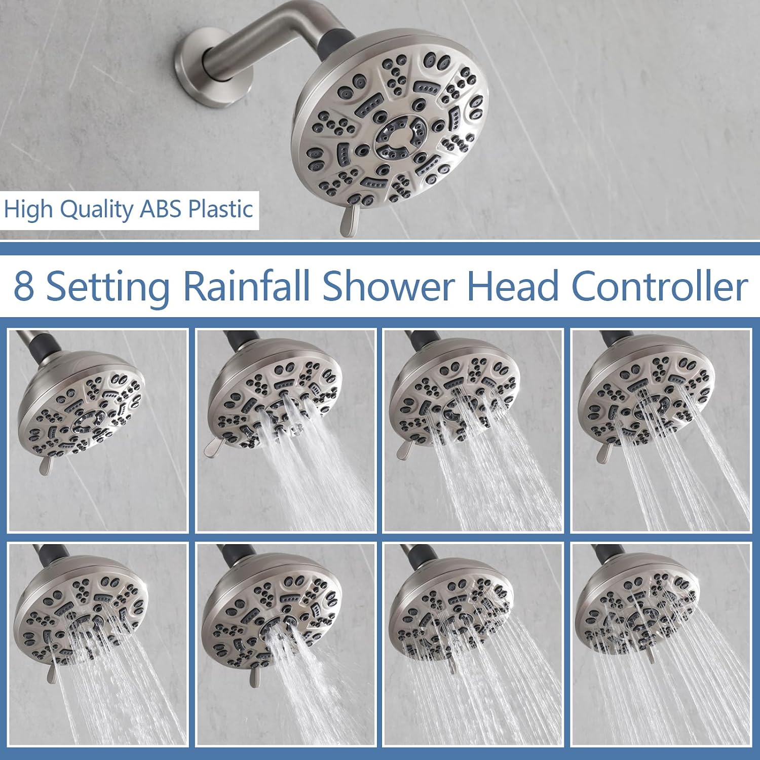 3 Handles Shower Faucet Set with Tub Spout Bathtub Shower Faucets Combo Set Shower System Complete Tub and Shower Trim Kit Shower Fixtures Brushed Nickel