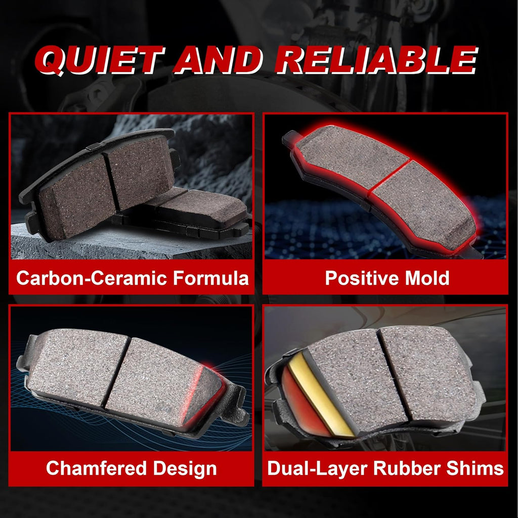 Front Drilled and Slotted Brake Pads and Rotors Kit Ceramic Automotive Replacement Brake Kits Vented 10.83 Inch Compatible for Toyota Corolla Matrix 2008-2019 (18 Pcs)
