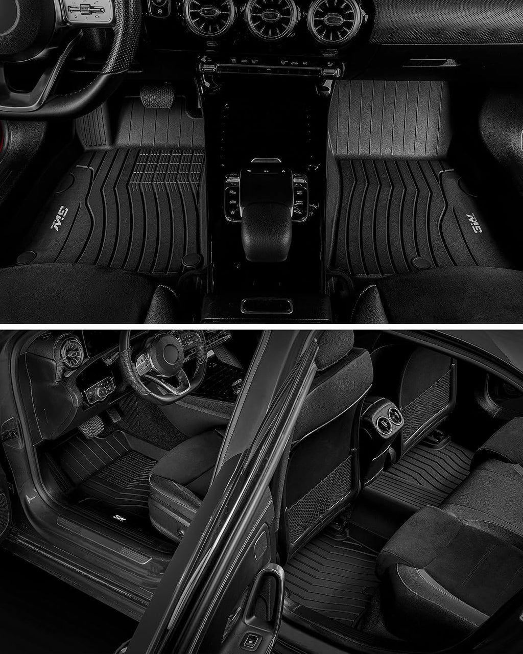 3W Floor Mats & Cargo Liner for Mercedes Benz GLE 2020-2026 350/450/53 AMG (Fit 5 Seats, Not for Coupe), TPE All Weather Protection Anti-Slip Car Full Set Floor Liners Custom Accessories