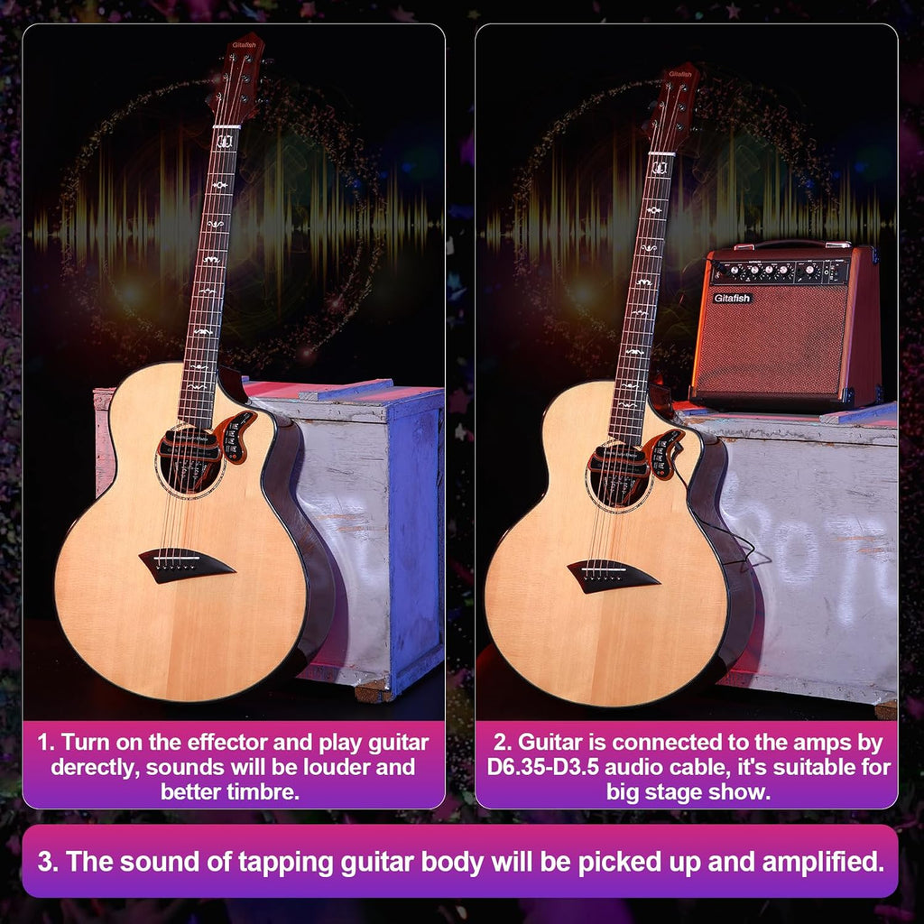 Folk Acoustic Guitar Built-in Effector Kids Adult Beginner Spruce 41'' Cutaway JF Barrel Folk Guitarra Strap Tuner Capo 6 Steel Strings Rock Folk Guitar
