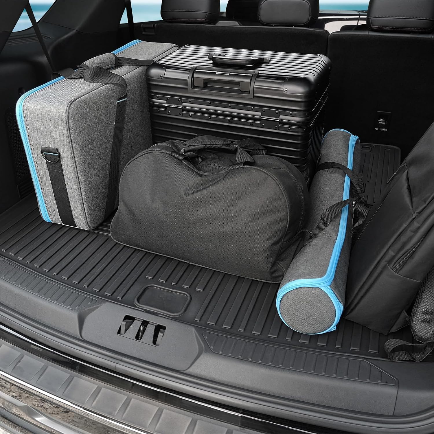 Floor Mats for Ford Explorer 2020-2026, All Weather Floor Mats Trunk Cargo Liner with Backrest Protectors Accessories, Full Coverage Set (Fit 6 Seats)
