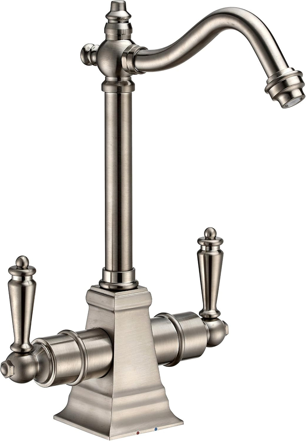 Whitehaus Collection WHFH-HC2011-BN Forever Hot Point of Use Instant Cold Faucet with Traditional Spout and Self Closing Water Handle, Brushed Nickel