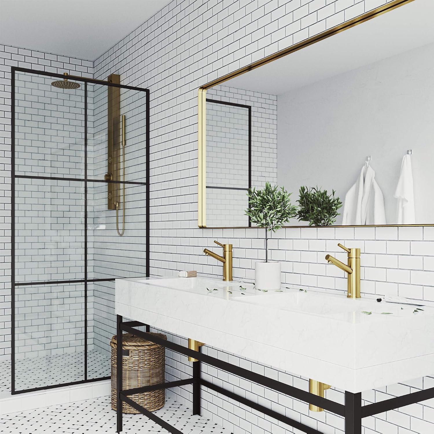 VIGO Noma Single-Handle Single-Hole Mount Bathroom Sink Faucet, 8-Inch, Matte Brushed Gold, Modern Design, Solid Brass, 1.2 GPM WaterSense & Ceramic Disc Valve, Corrosion-Resistant
