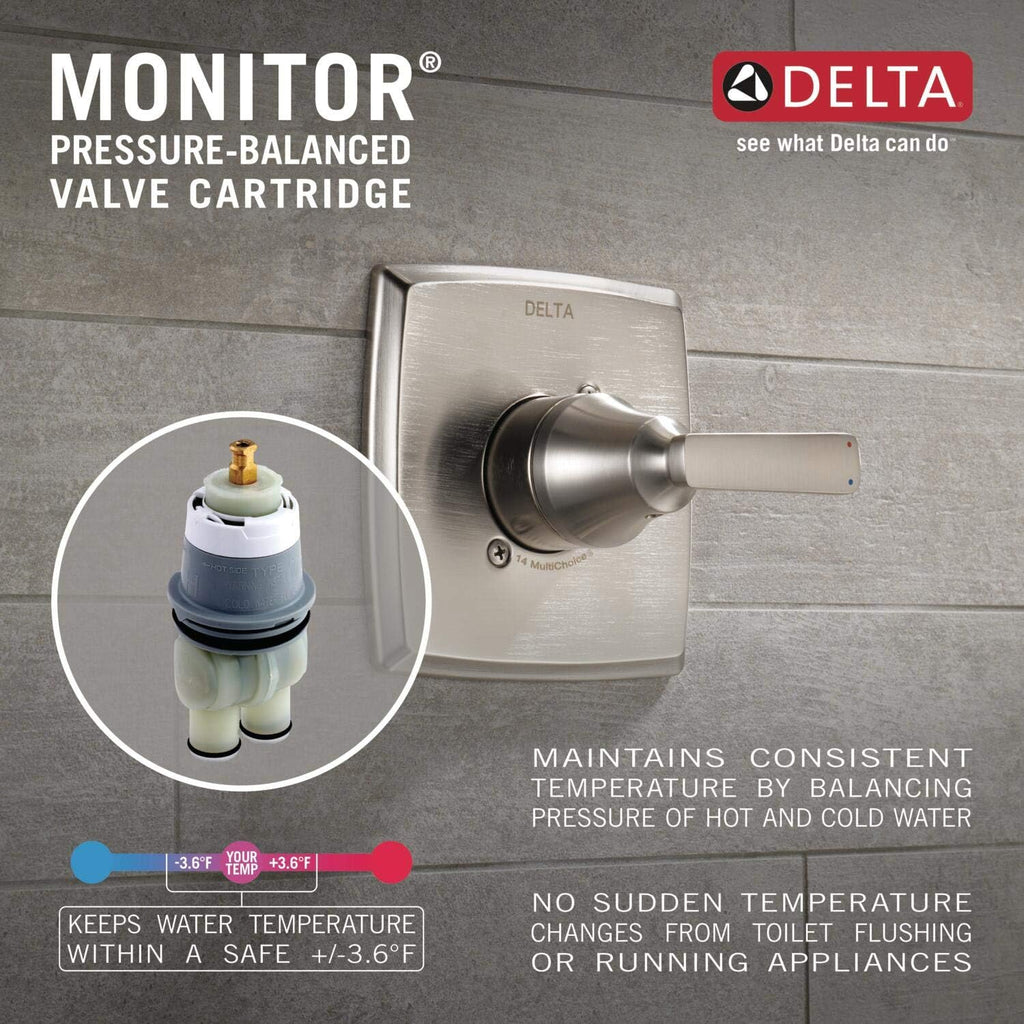 Delta Tetra 14 Series Shower Faucet Set, Matte Black Shower Head and Handle Set, Valve Trim Kit, Matte Black T14289-BL (Valve Not Included)