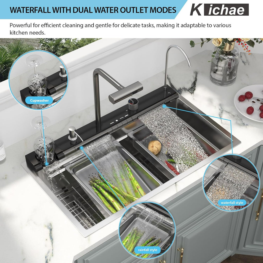 Kichae 30 Kitchen Sink Drop In - 30 x 19 Drop Sink Stainless Steel 16 Gauge Ledge Workstation Single Bowl Topmount Over Mount Kitchen Sink Handmade Basin
