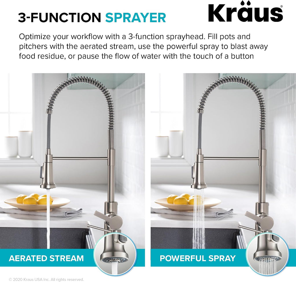 KRAUS Britt 2nd Gen Commercial Style Pull-Down Single Handle Kitchen Faucet in Spot Free Antique Champagne Bronze, KPF-1691SFACB