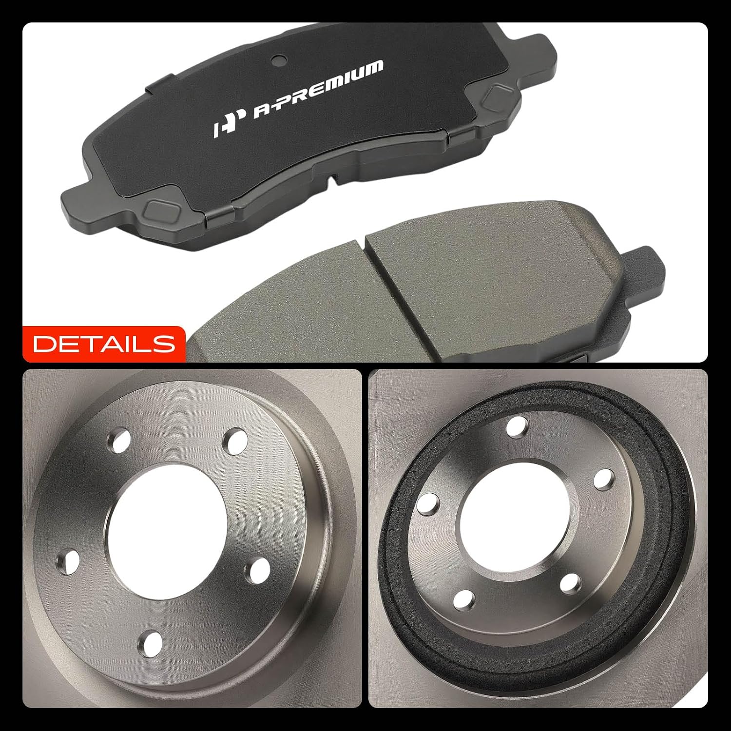 A-Premium 11.57 in (294mm) Front Vented Disc Brake Rotors + Ceramic Pads Kit Compatible with Select Jeep, Dodge, Mitsubishi and Chrysler Models - Sebring, Lancer, Patriot, Compass, Outlander, Avenger