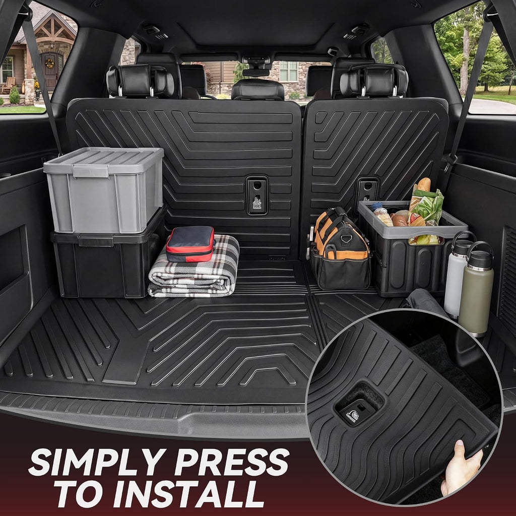 YITAMOTOR Floor Mats for Ford Expedition 2018-2024 7-Seater (Not for Max Model), Custom Fit All Weather TPE Mat, 18-24 Ford Expedition 7 Seats Accessories Floor Liners Full Set, Backrest & Cargo Liner