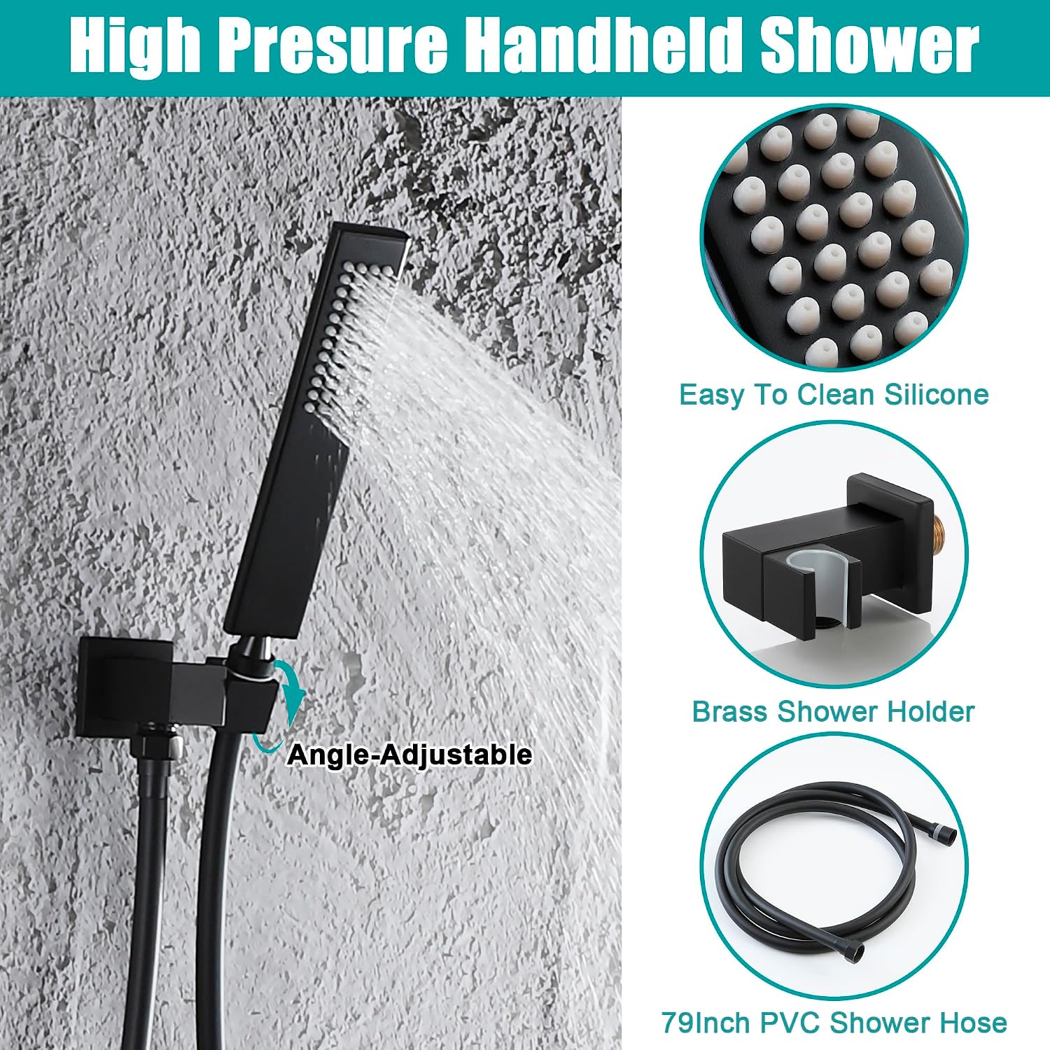 SKOWLL Matte Black Shower Faucet Set Modern Shower Temperature Digital Display, Black Bathroom Faucets Shower System, 12 Inch Shower Head and Faucet Set