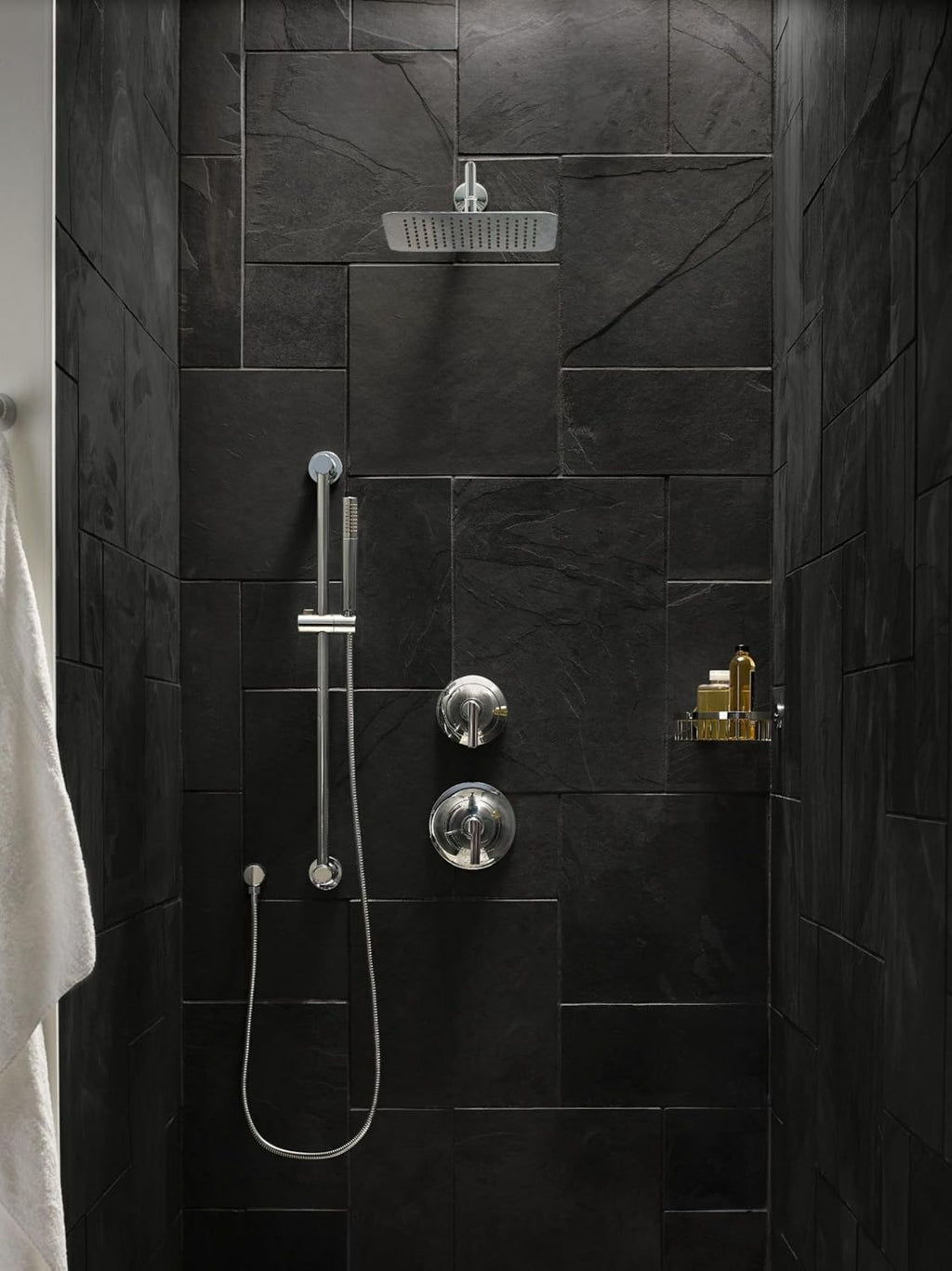 Moen Chrome Modern Eco-Performance Handshower Handheld Shower with 30-Inch Slide Bar and 69-Inch Metal Hose, 3887EP