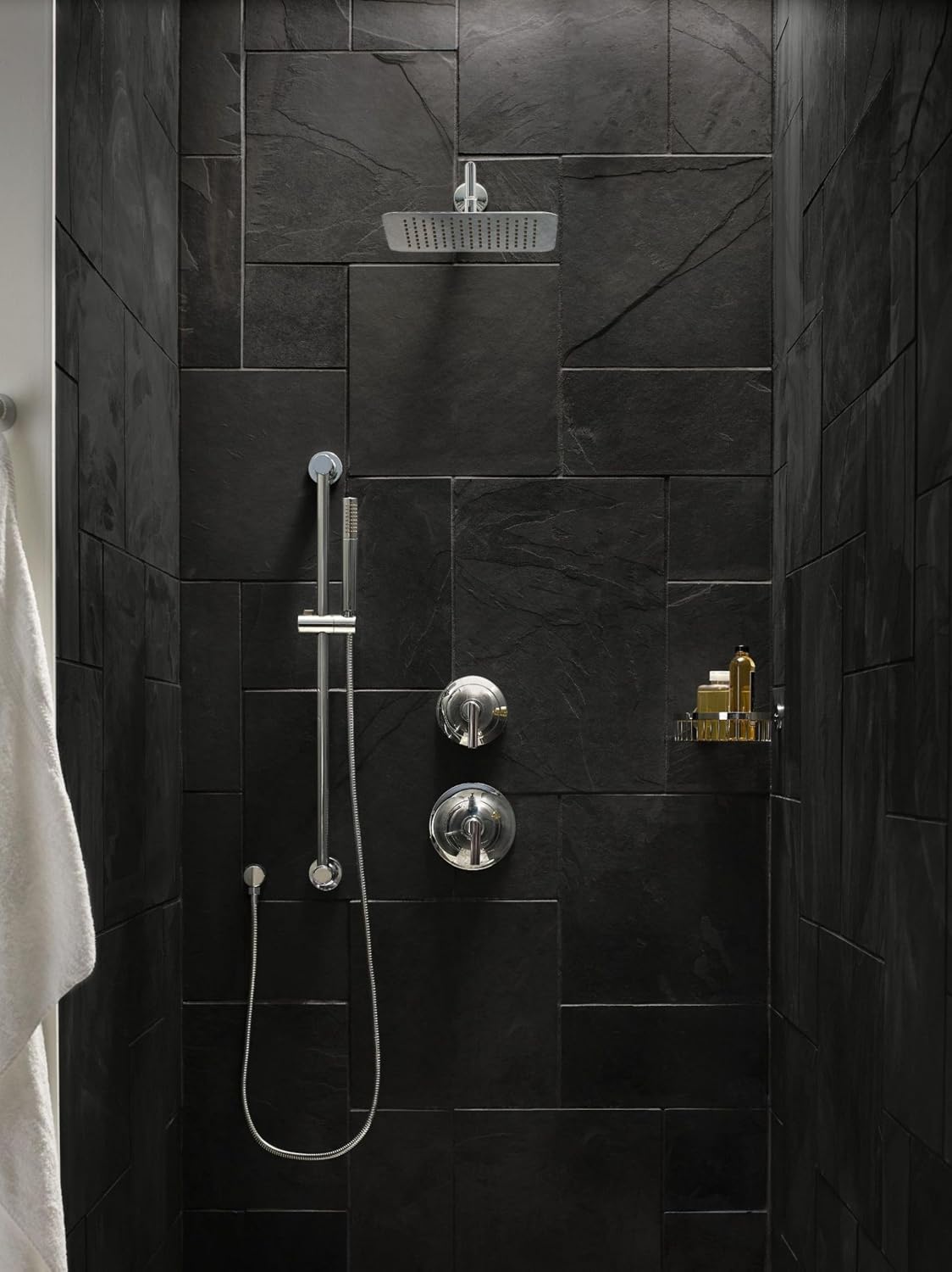Moen Chrome Modern Eco-Performance Handshower Handheld Shower with 30-Inch Slide Bar and 69-Inch Metal Hose, 3887EP