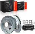 A-Premium 12.01 inch (305mm) Front Drilled and Slotted Disc Brake Rotors + Ceramic Pads Kit Compatible with Select Chevrolet, GMC, Buick, Isuzu and Oldsmobile Models - Trailblazer, Rainier, Envoy