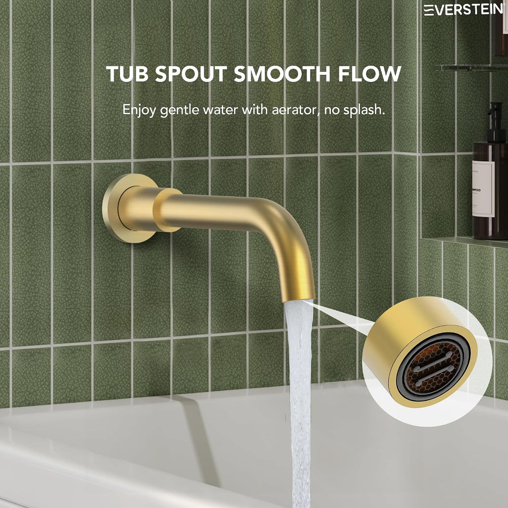 10' High-Pressure Rainfall Shower System with Handheld Spray, Wall Mount Bathroom Shower Faucet Set with Tub Spout, Brushed Gold (Valve Included)
