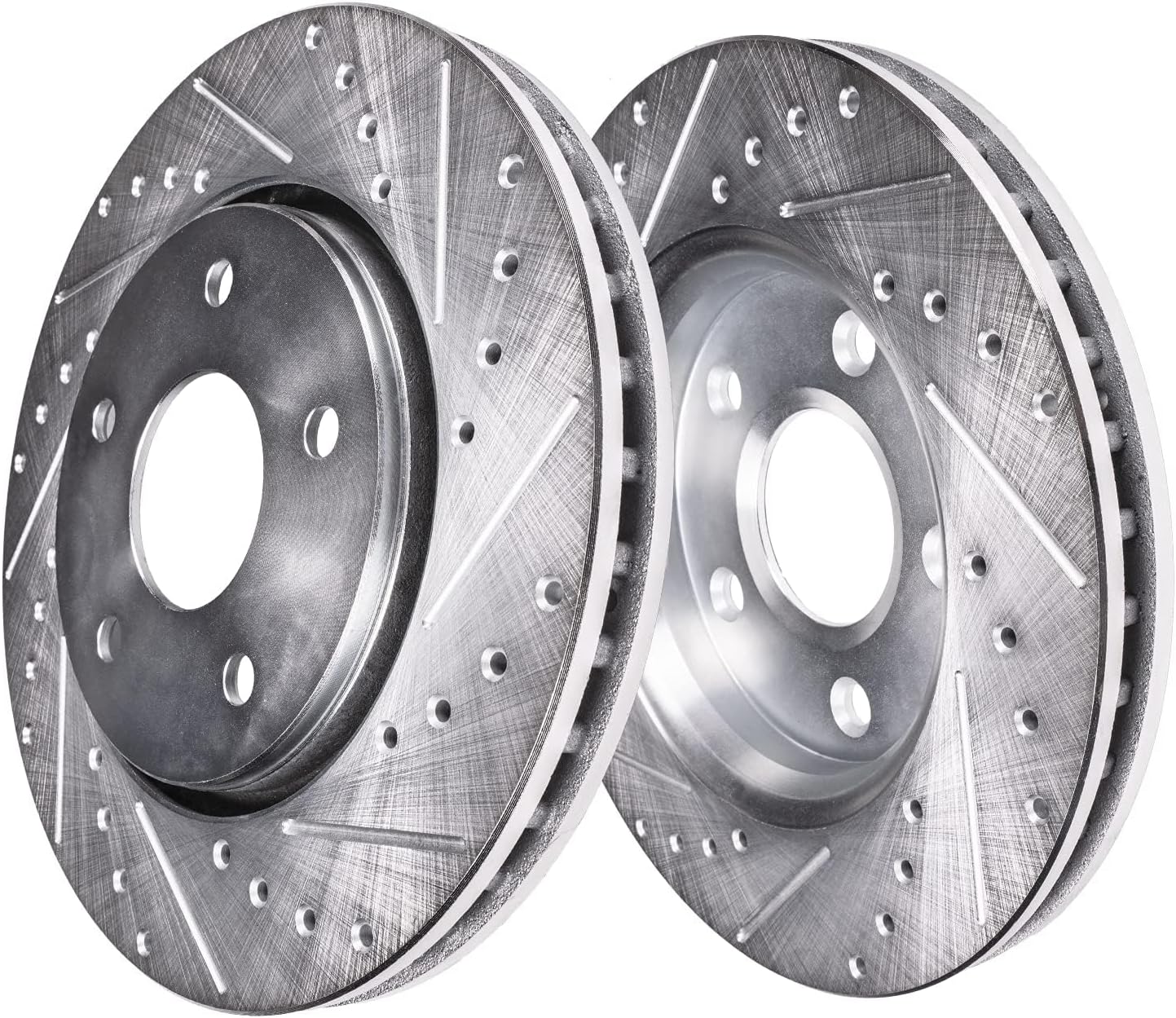 Detroit Axle - Brake Kit for Toyota Camry RAV4 Avalon C-HR Venza Corolla Cross Lexus ES250 UX200 ES350 ES300h UX250h, Drilled Brake Rotors Brake Pads Replacement: 12.01' Front and 11.06' Rear Rotors