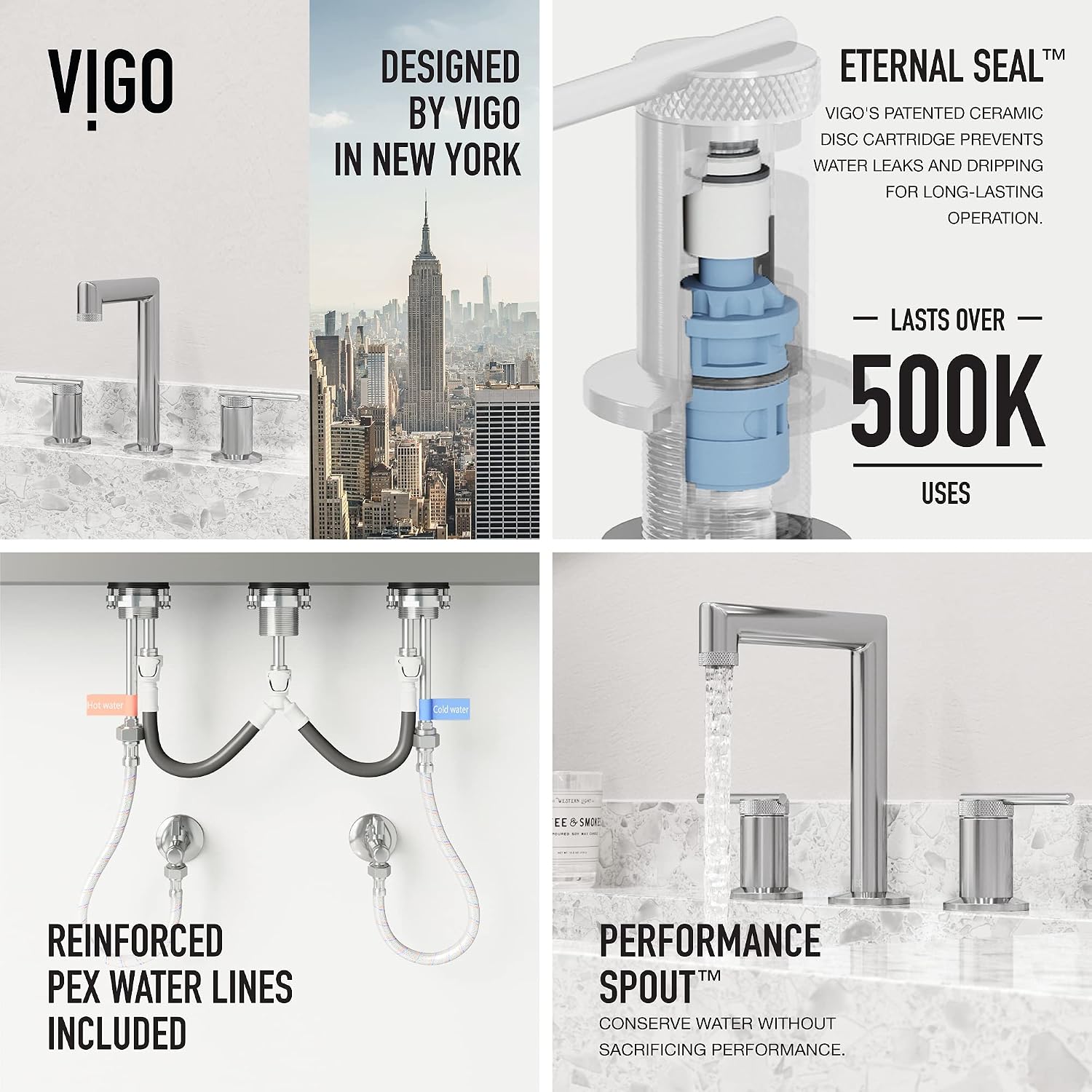 VIGO Sterling Two-Handle Three-Hole Mount Widespread Bathroom Sink Faucet, 7-Inch, Chrome, Modern Design, Solid Brass, 1.2 GPM WaterSense & Ceramic Disc Valve, Corrosion-Resistant
