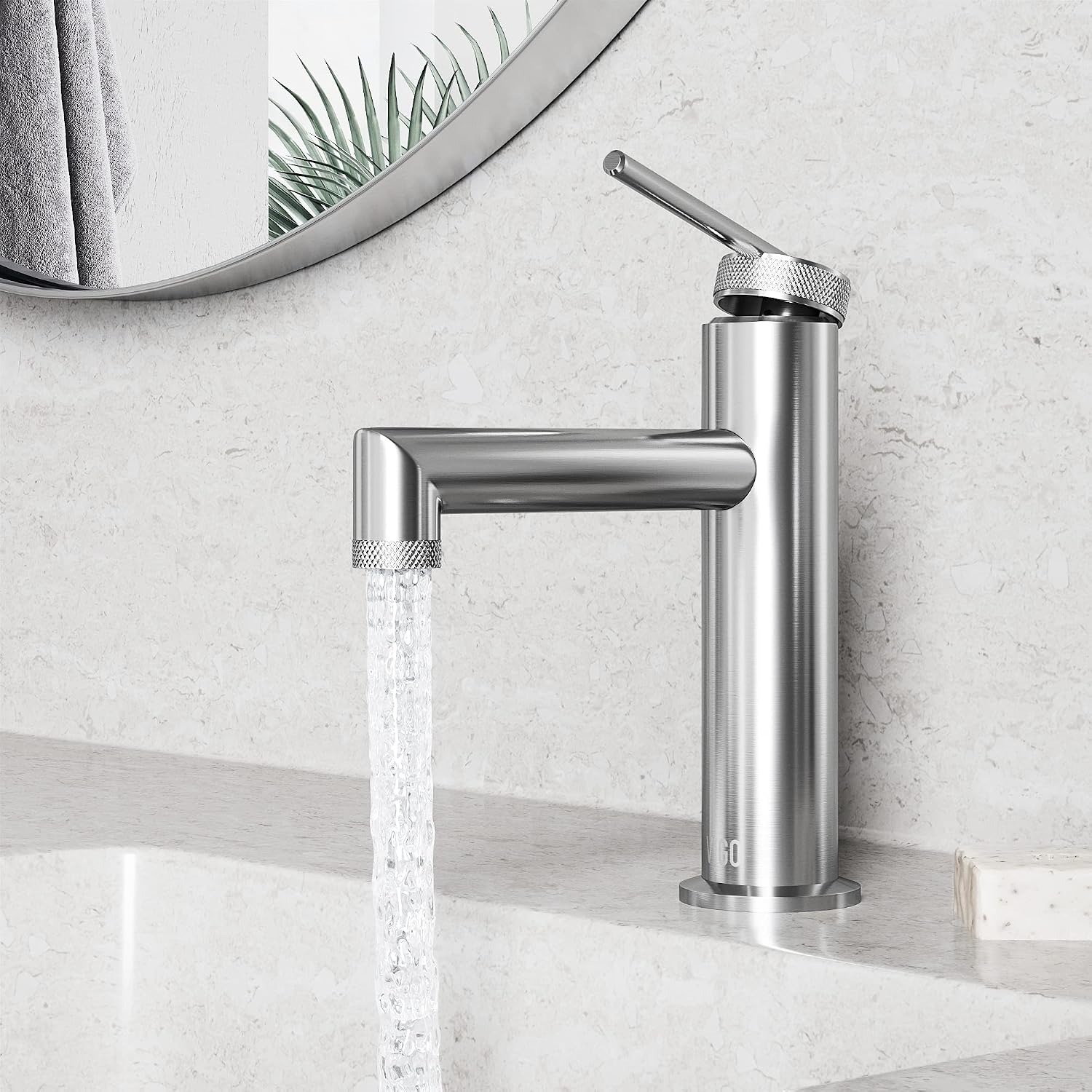 VIGO Sterling Single-Handle Single-Hole Mount Bathroom Sink Faucet, 7-Inch, Brushed Nickel, Modern Design, Solid Brass, 1.2 GPM WaterSense & Ceramic Disc Valve, Corrosion-Resistant
