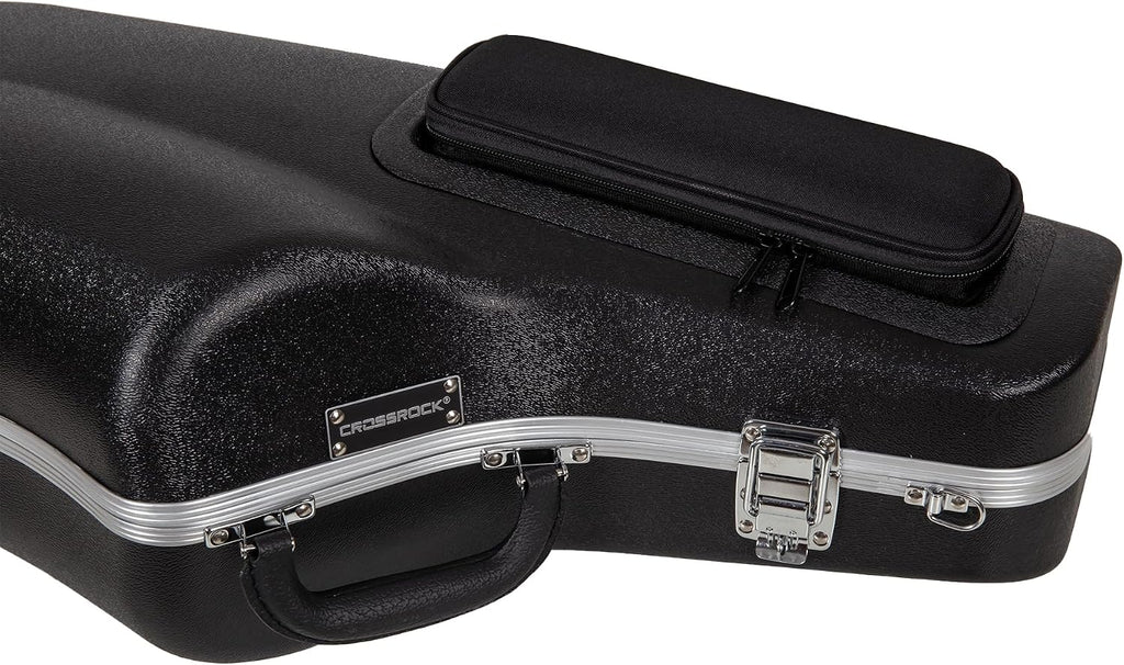 Crossrock Alto Saxophone Case – Contoured Black Diamond Texture, Deep Red Velvet Interior, Accessory Pocket, Security Lock & Detachable Strap (CRA865ASBK)