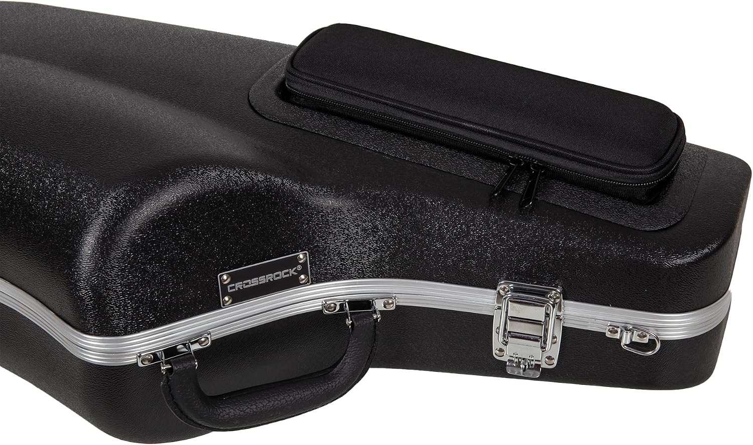 Crossrock Alto Saxophone Case – Contoured Black Diamond Texture, Deep Red Velvet Interior, Accessory Pocket, Security Lock & Detachable Strap (CRA865ASBK)