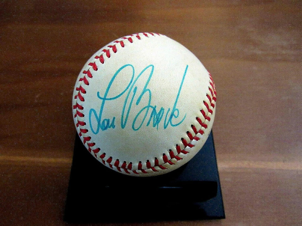 Lou Brock Cardinals Cubs Hof Signed Auto Vintage Era Game Used Onl Baseball Jsa - MLB Game Used Baseballs