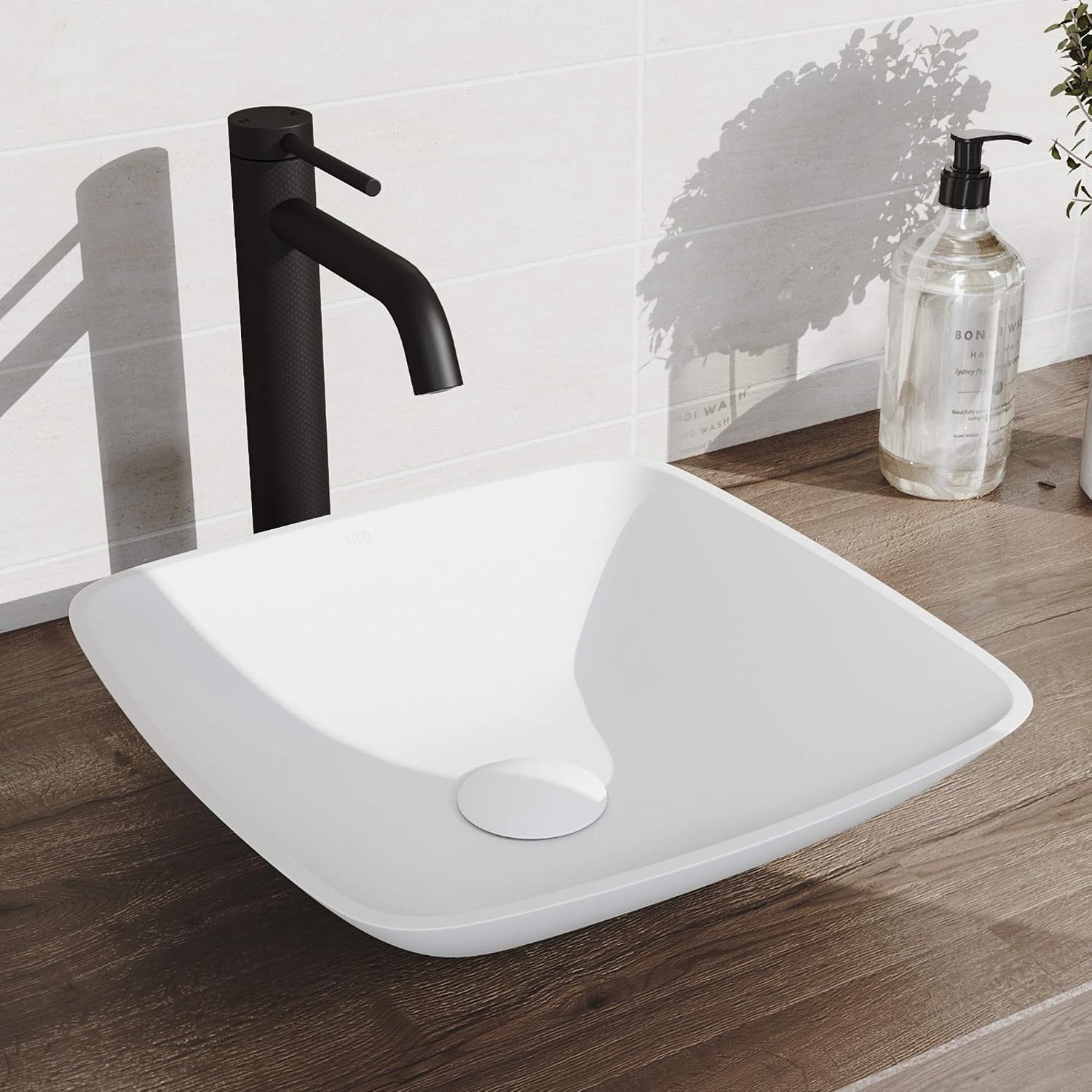 VIGO Lexington Single-Handle Single-Hole Mount Vessel Bathroom Sink Faucet, 10-Inch, Matte Black, Modern Design, Solid Brass, 1.2 GPM WaterSense & Ceramic Disc Valve, Corrosion-Resistant