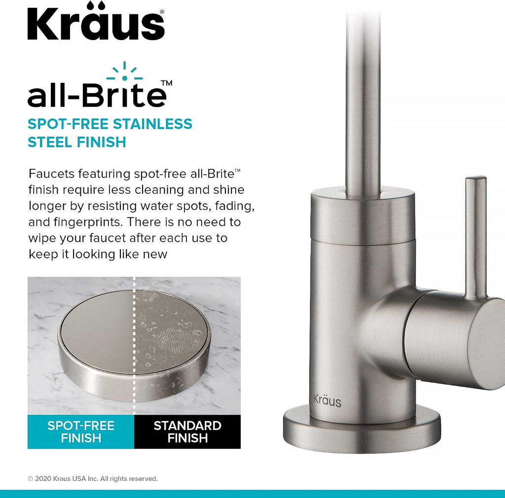 KRAUS Purita 2-Stage Under-Sink Water Filter System with Single Handle Drinking Water Filter Faucet, Spot-Free Stainless Steel