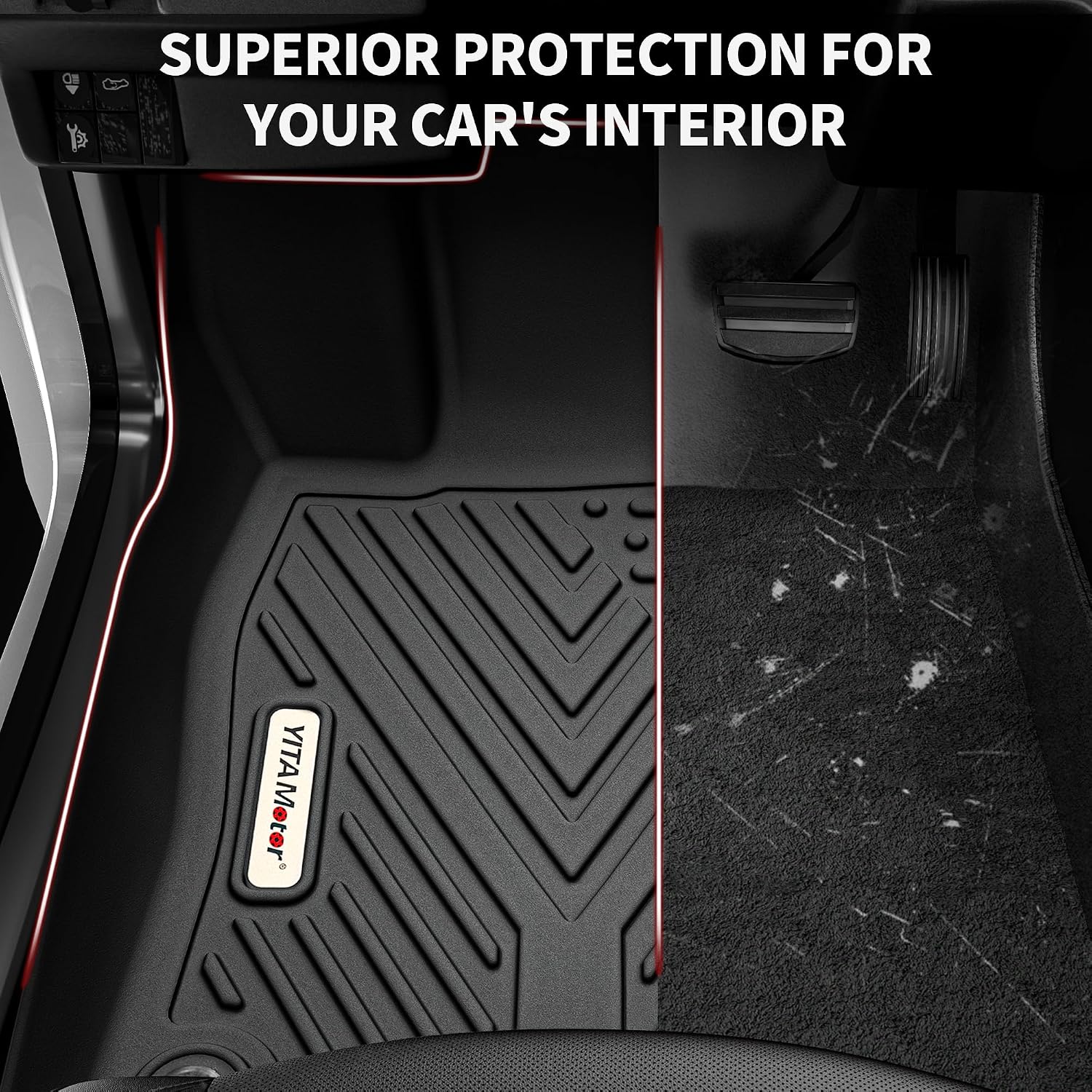 YITAMOTOR Floor Mats Fit for 2018-2025 Ford Expedition/Expedition Max (Only for 8 Passenger) with 2nd Row Bench Seat, All-Weather Custom Front 1st & 2nd 3rd Black Floor Liner Set